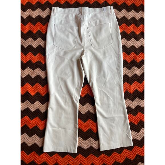 7 for All Mankind Cream High Waist Slim Kick Flare Faux Leather Pant sz 33 NWOT - Picture 3 of 10